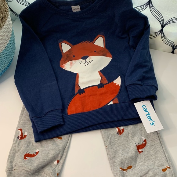 Carters Fox 2 piece set navy blue/ gray Various size - Picture 2 of 12